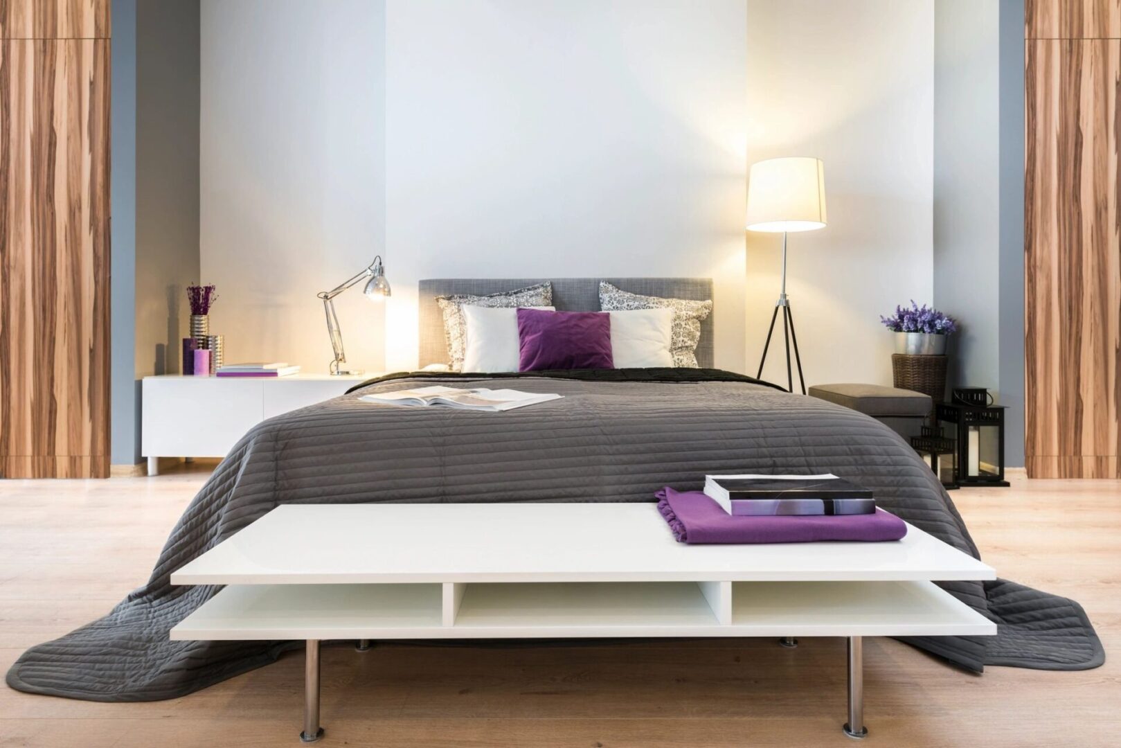 Bedroom with purple